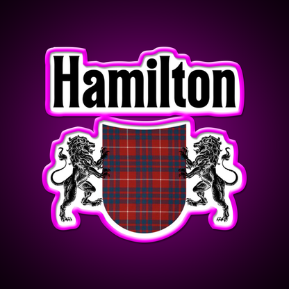 Hamilton Clan Scottish Coat Of Arms Tartan Whiskey Drink Bar Led Neon Sign Rgb Color