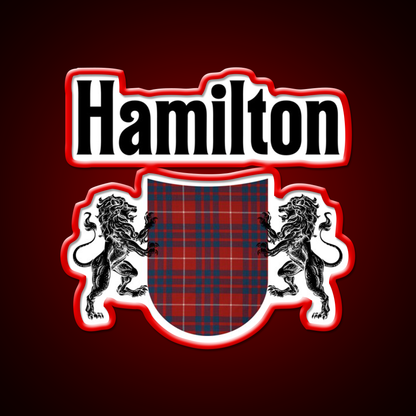 Hamilton Clan Scottish Coat Of Arms Tartan Whiskey Drink Bar Led Neon Sign Rgb Color