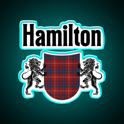 Hamilton Clan Scottish Coat Of Arms Tartan Whiskey Drink Bar Led Neon Sign Rgb Color - Shineneon