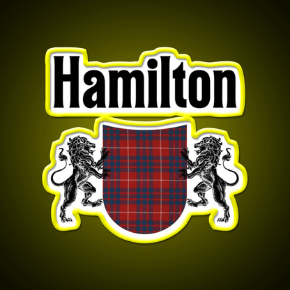 Hamilton Clan Scottish Coat Of Arms Tartan Whiskey Drink Bar Led Neon Sign Rgb Color - Shineneon