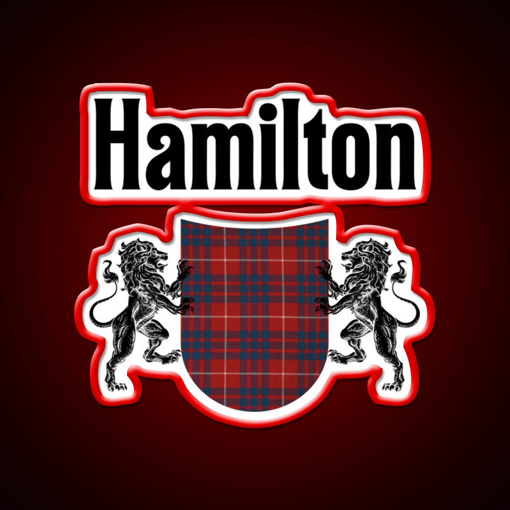 Hamilton Clan Scottish Coat Of Arms Tartan Whiskey Drink Bar Led Neon Sign Rgb Color - Shineneon