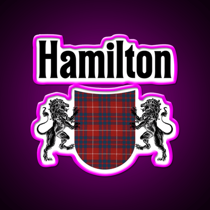 Hamilton Clan Scottish Coat Of Arms Tartan Whiskey Drink Bar Led Neon Sign Rgb Color - Shineneon