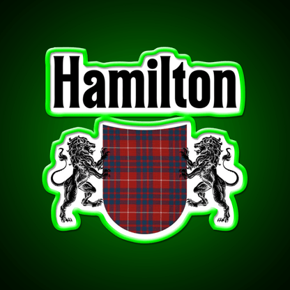 Hamilton Clan Scottish Coat Of Arms Tartan Whiskey Drink Bar Led Neon Sign Rgb Color - Shineneon