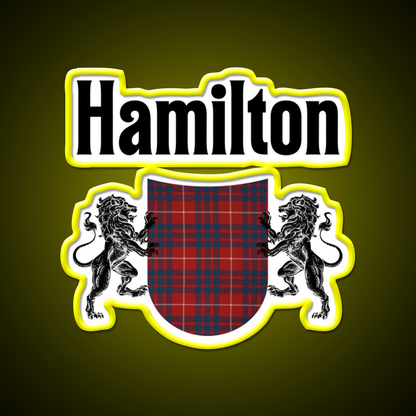 Hamilton Clan Scottish Coat Of Arms Tartan Whiskey Drink Bar Led Neon Sign Rgb Color