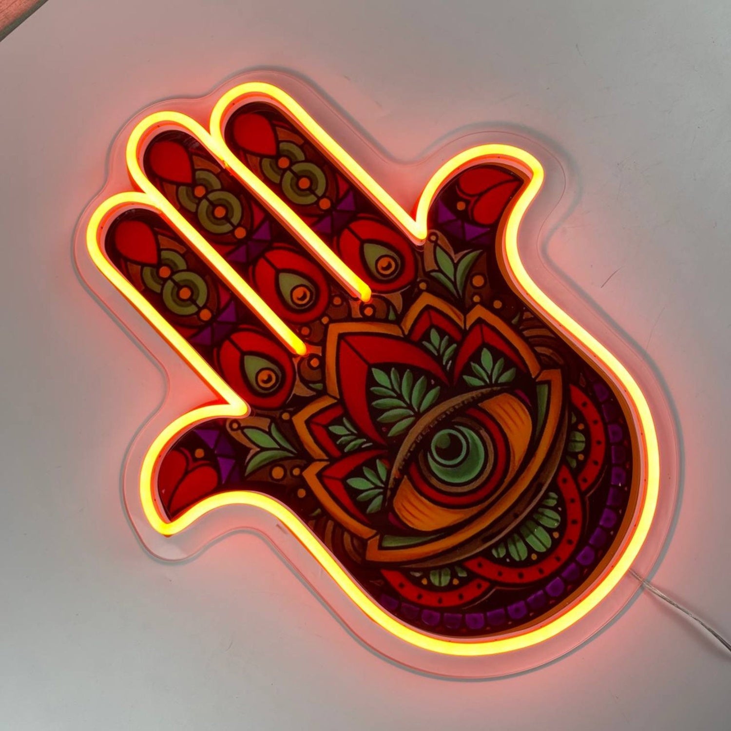 Hamsa Hand Decal Printed Led Neon Sign | Shineneon