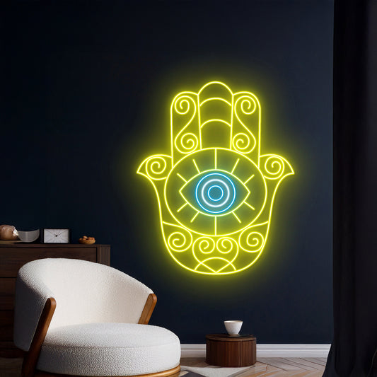 Hamsa Hand Neon Light Hand Of Fatima Ed Light