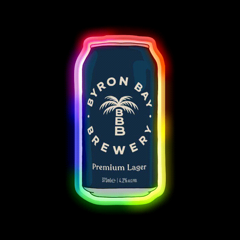 Hand Drawn Byron Bay Premium Can Beer Bar Decor Led Neon Sign Rgb Color - LED neon sign close-up detail