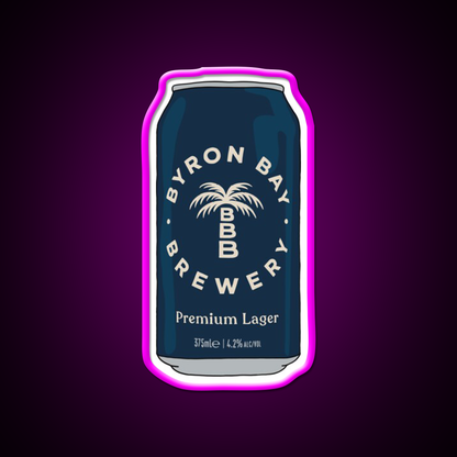 Hand Drawn Byron Bay Premium Can Beer Bar Decor Led Neon Sign Rgb Color - Neon sign mounted on wall in room