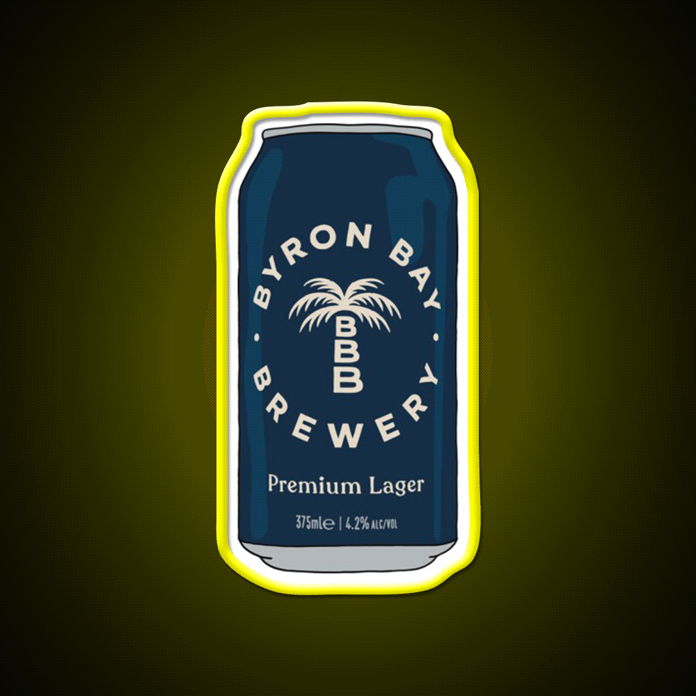 Hand Drawn Byron Bay Premium Can Beer Bar Decor Led Neon Sign Rgb Color - Custom LED neon sign front view