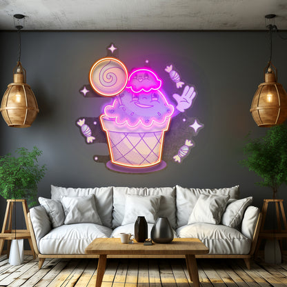 Hand Drawn Candy Led Neon Sign Light Custom Led Signs