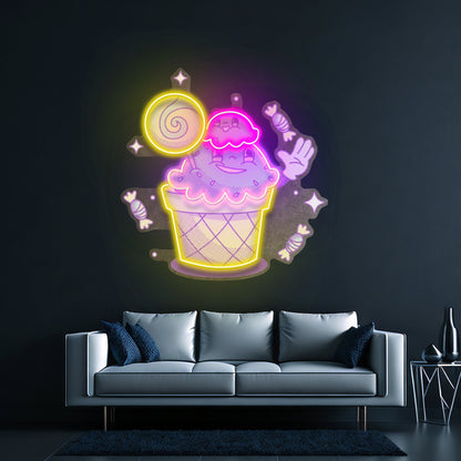 Hand Drawn Candy Led Neon Sign Light Custom Led Signs