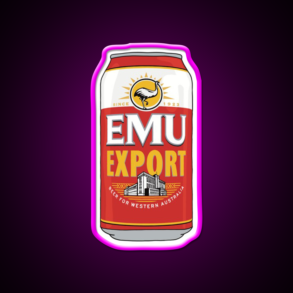 Hand Drawn Emu Export Can Beer Bar Decor Led Neon Sign Rgb Color - Neon sign mounted on wall in room