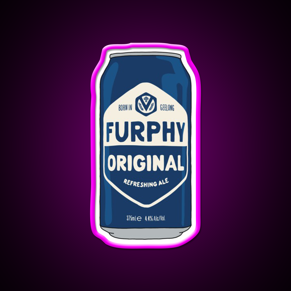 Hand Drawn Furphy Original Can Beer Bar Decor Led Neon Sign Rgb Color - Neon sign mounted on wall in room
