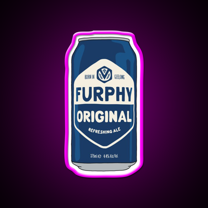 Hand Drawn Furphy Original Can Beer Bar Decor Led Neon Sign Rgb Color - Neon sign mounted on wall in room