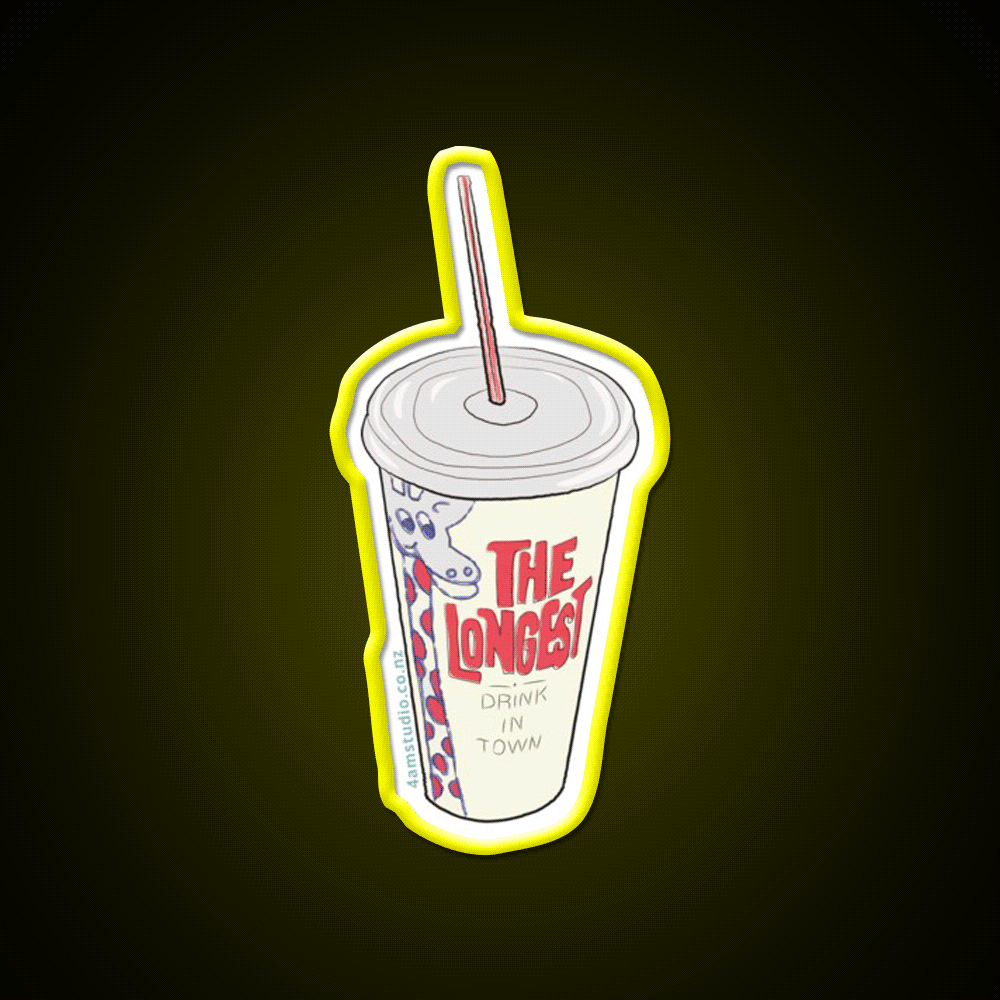 Hand Drawn New Zealand Milkshake Fast Food Led Neon Sign For Burger Place Rgb Color - Custom LED neon sign front view