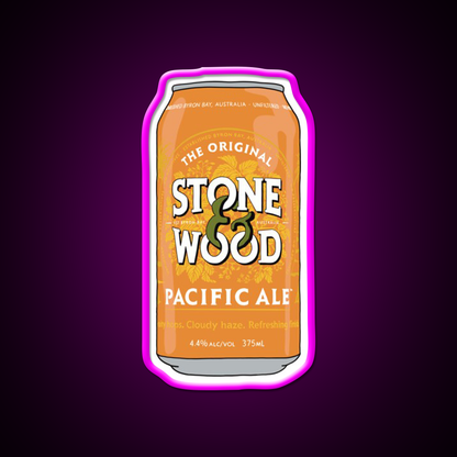 Hand Drawn Stone Wood Can Beer Bar Decor Led Neon Sign Rgb Color - Neon sign mounted on wall in room