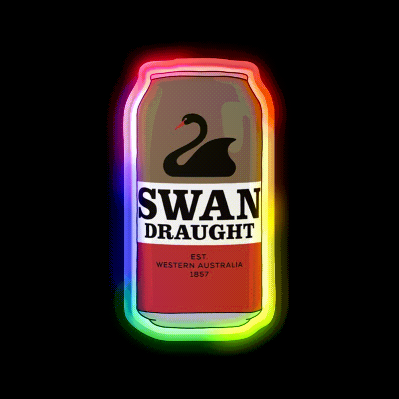 Hand Drawn Swan Draught Can Beer Bar Decor Led Neon Sign Rgb Color - LED neon sign close-up detail