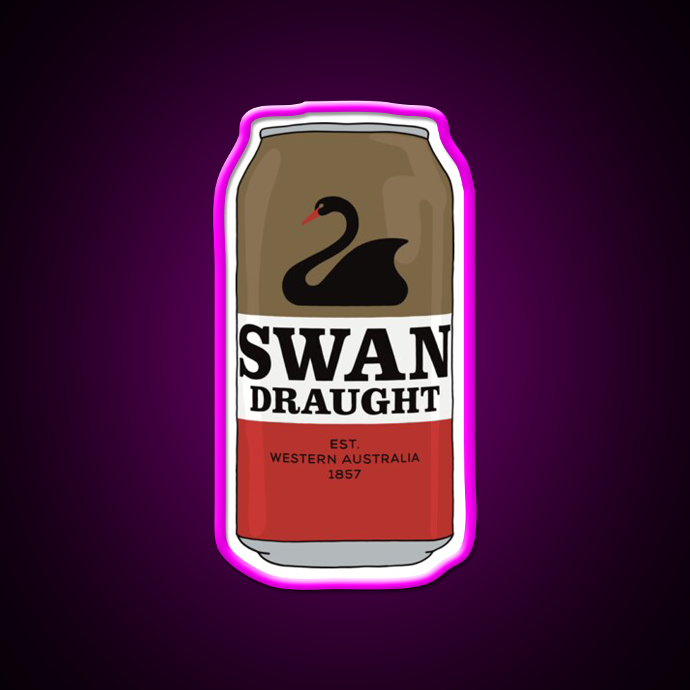 Hand Drawn Swan Draught Can Beer Bar Decor Led Neon Sign Rgb Color - Neon sign mounted on wall in room