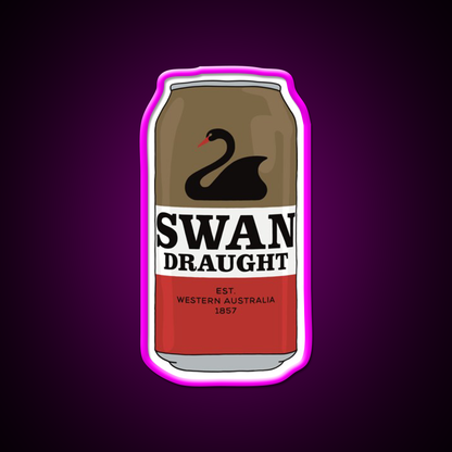 Hand Drawn Swan Draught Can Beer Bar Decor Led Neon Sign Rgb Color - Neon sign mounted on wall in room