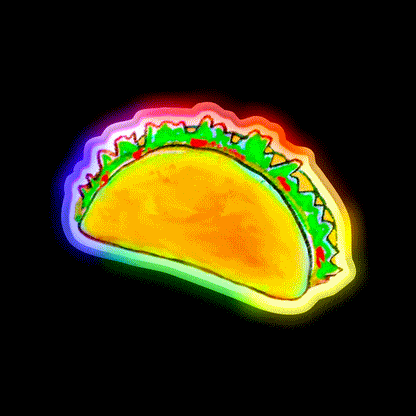 Hand Drawn Taco Led Neon Sign Mexican Food Sign Rgb Color - LED neon sign close-up detail