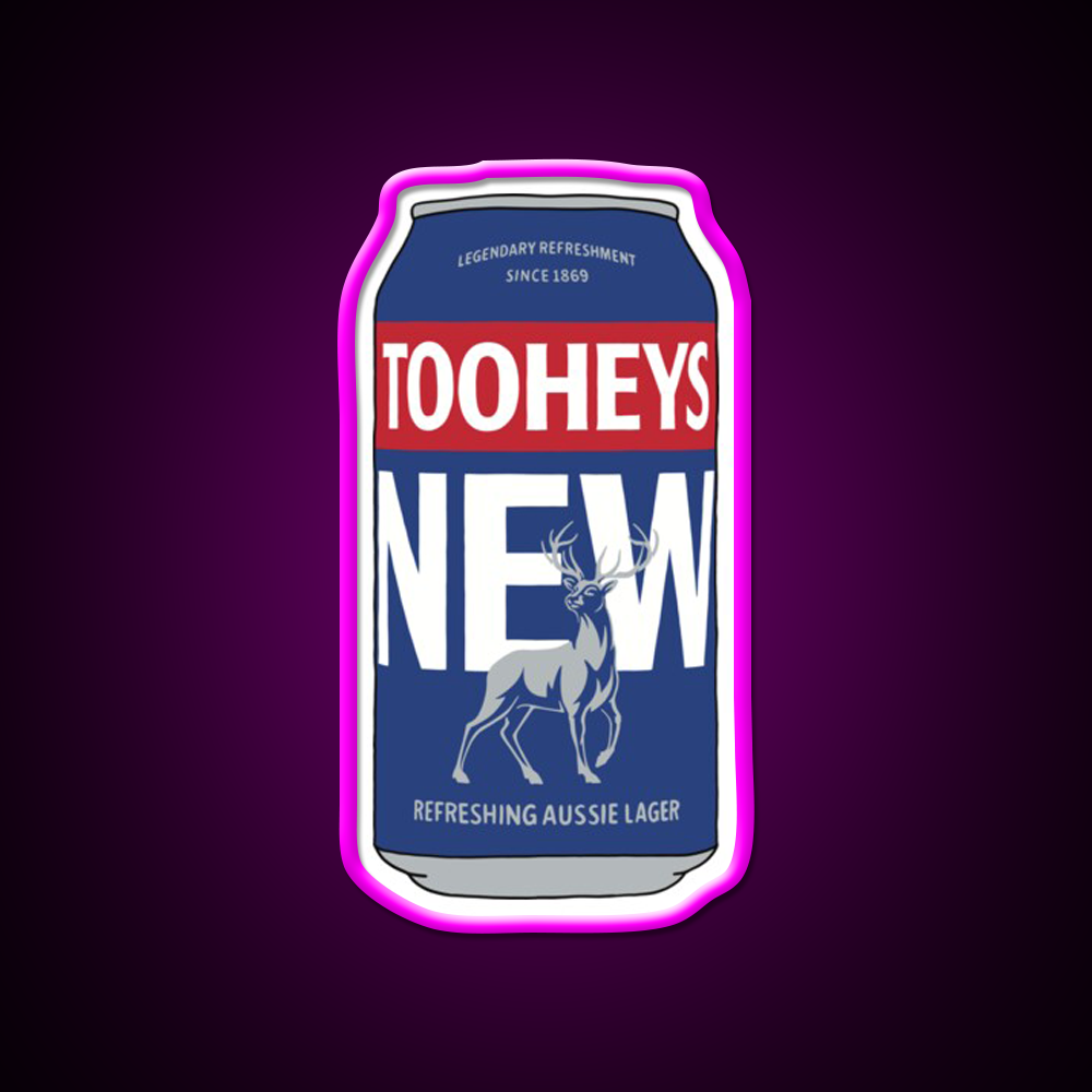 Hand Drawn Tooheys New 2023 Can Beer Bar Decor Led Neon Sign Rgb Color - Neon sign mounted on wall in room