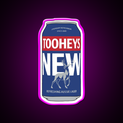 Hand Drawn Tooheys New 2023 Can Beer Bar Decor Led Neon Sign Rgb Color - Neon sign mounted on wall in room