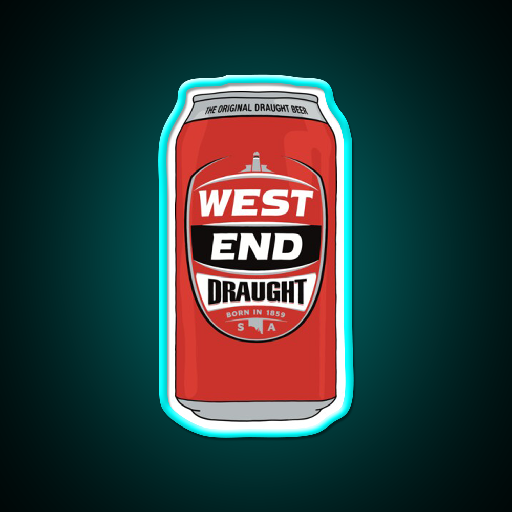 Hand Drawn West End Draught Can Beer Bar Decor Led Neon Sign Rgb Color - Size and dimension reference