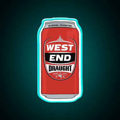 Hand Drawn West End Draught Can Beer Bar Decor Led Neon Sign Rgb Color - Size and dimension reference