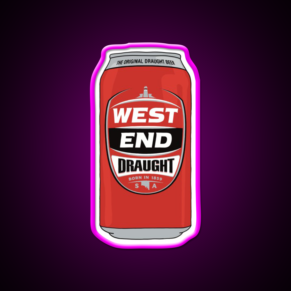 Hand Drawn West End Draught Can Beer Bar Decor Led Neon Sign Rgb Color - Neon sign mounted on wall in room