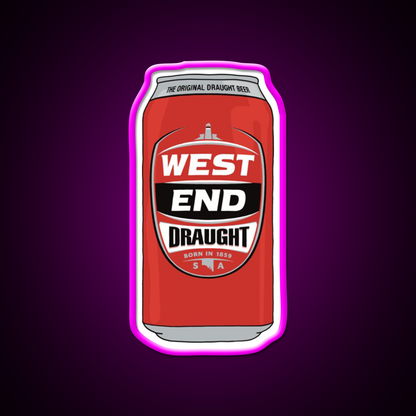 Hand Drawn West End Draught Can Beer Bar Decor Led Neon Sign Rgb Color - Neon sign mounted on wall in room