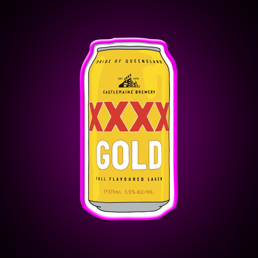 Hand Drawn Xxxx Gold Can Beer Bar Decor Led Neon Sign Rgb Color - Neon sign mounted on wall in room