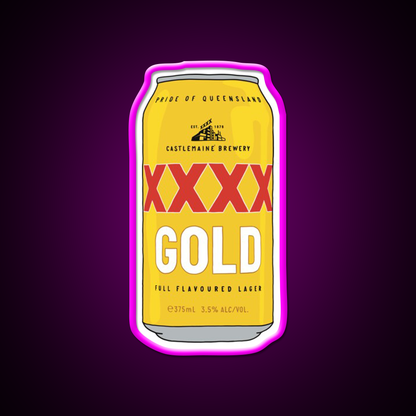 Hand Drawn Xxxx Gold Can Beer Bar Decor Led Neon Sign Rgb Color - Neon sign mounted on wall in room