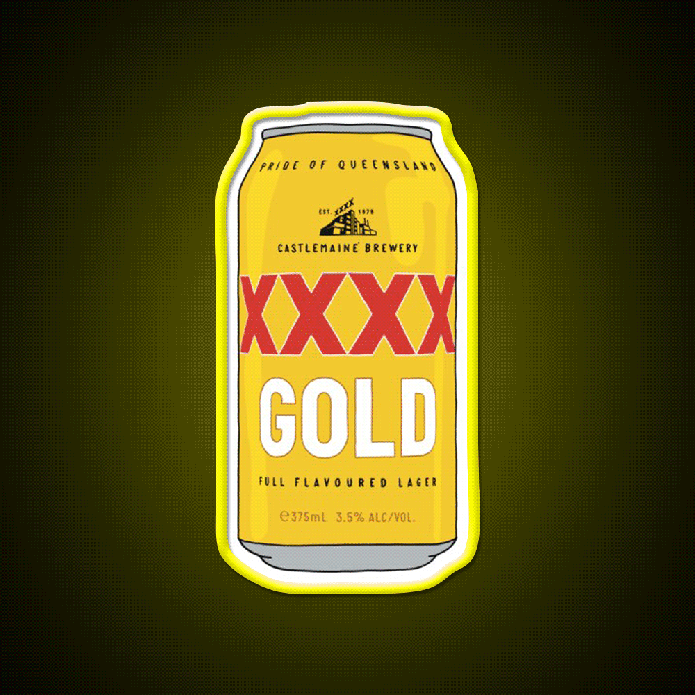 Hand Drawn Xxxx Gold Can Beer Bar Decor Led Neon Sign Rgb Color - Custom LED neon sign front view