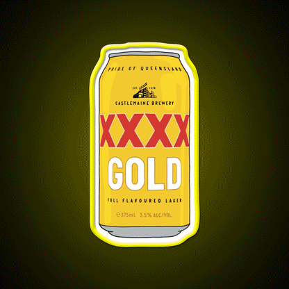Hand Drawn Xxxx Gold Can Beer Bar Decor Led Neon Sign Rgb Color - Custom LED neon sign front view