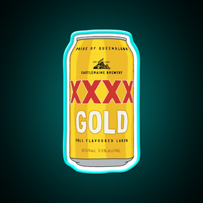 Hand Drawn Xxxx Gold Can Beer Bar Decor Led Neon Sign Wall Art Rgb Color - Size and dimension reference
