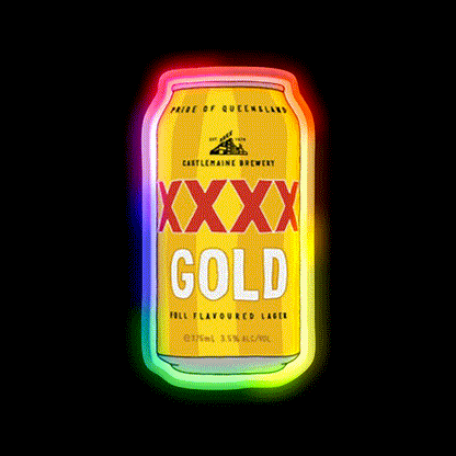 Hand Drawn Xxxx Gold Can Beer Bar Decor Led Neon Sign Wall Art Rgb Color - LED neon sign close-up detail