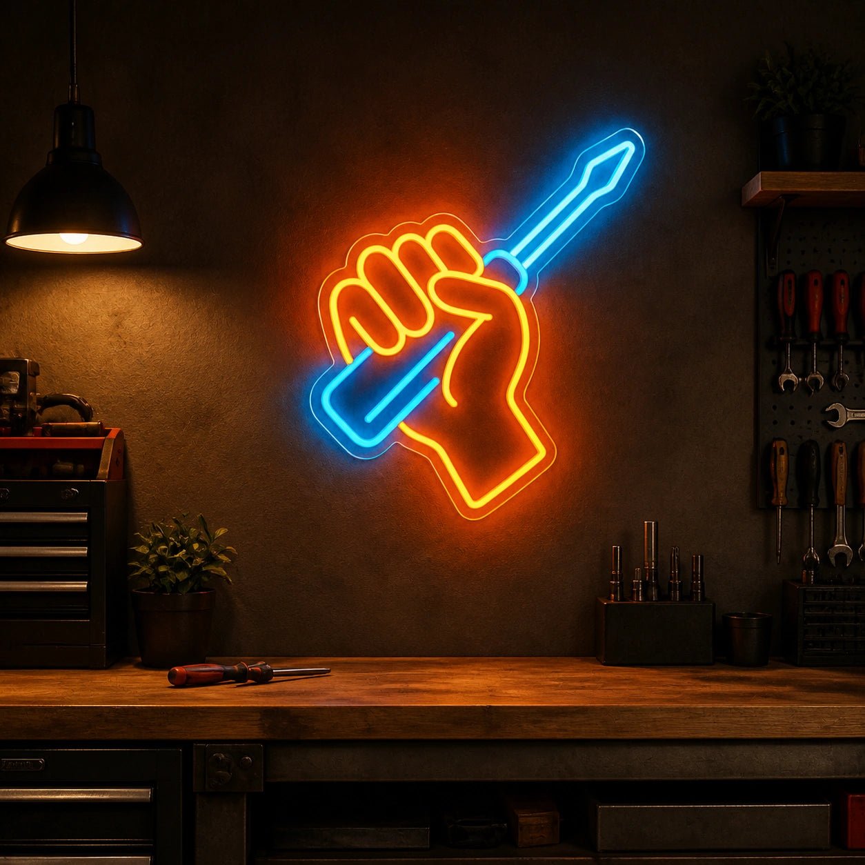 Hand Gripping Screwdriver Vintage LED Neon Sign - Shineneon