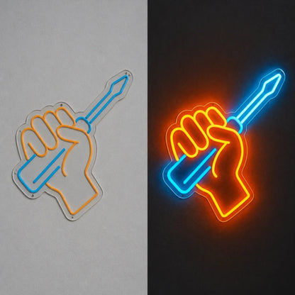 Hand Gripping Screwdriver Vintage LED Neon Sign - Shineneon
