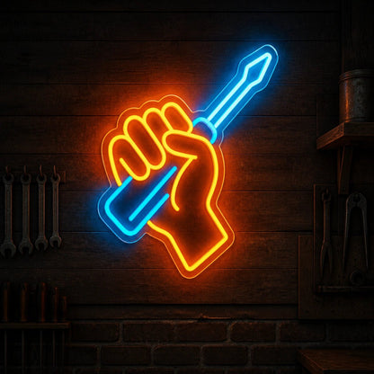 Hand Gripping Screwdriver Vintage LED Neon Sign - Shineneon