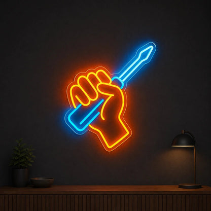 Hand Gripping Screwdriver Vintage LED Neon Sign - Shineneon