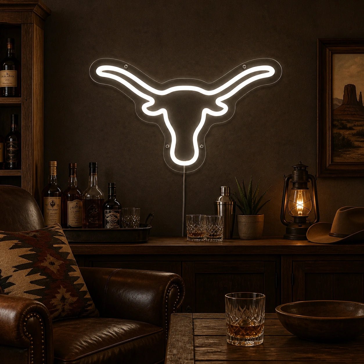 Hand Held Longhorn Skull Vintage LED Neon Sign - Shineneon