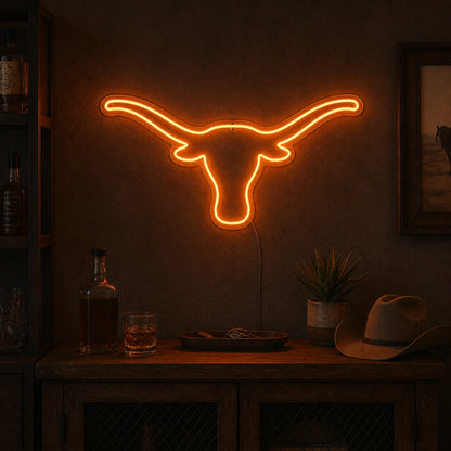 Hand Held Texas Longhorn Vintage LED Neon Sign real lifestyle scene