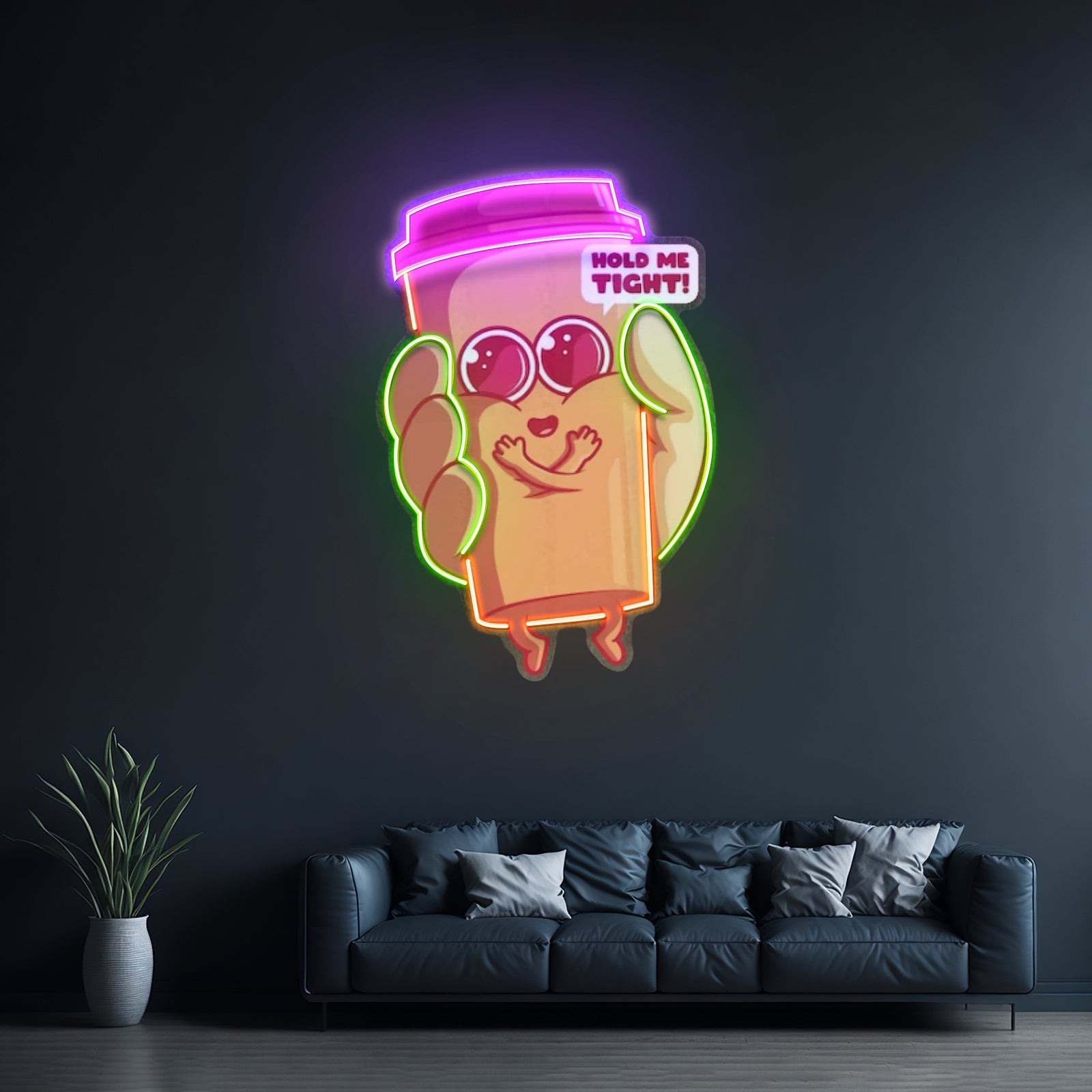Hand Holding A Cute Coffee Cup Led Neon Sign Light Custom Led Signs - Shineneon