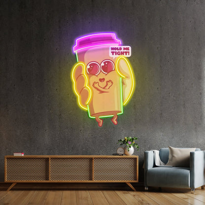 Hand Holding A Cute Coffee Cup Led Neon Sign Light Custom Led Signs - Shineneon