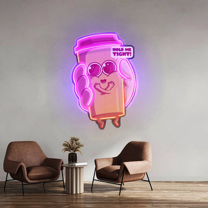 Hand Holding A Cute Coffee Cup Led Neon Sign Light Custom Led Signs - Shineneon