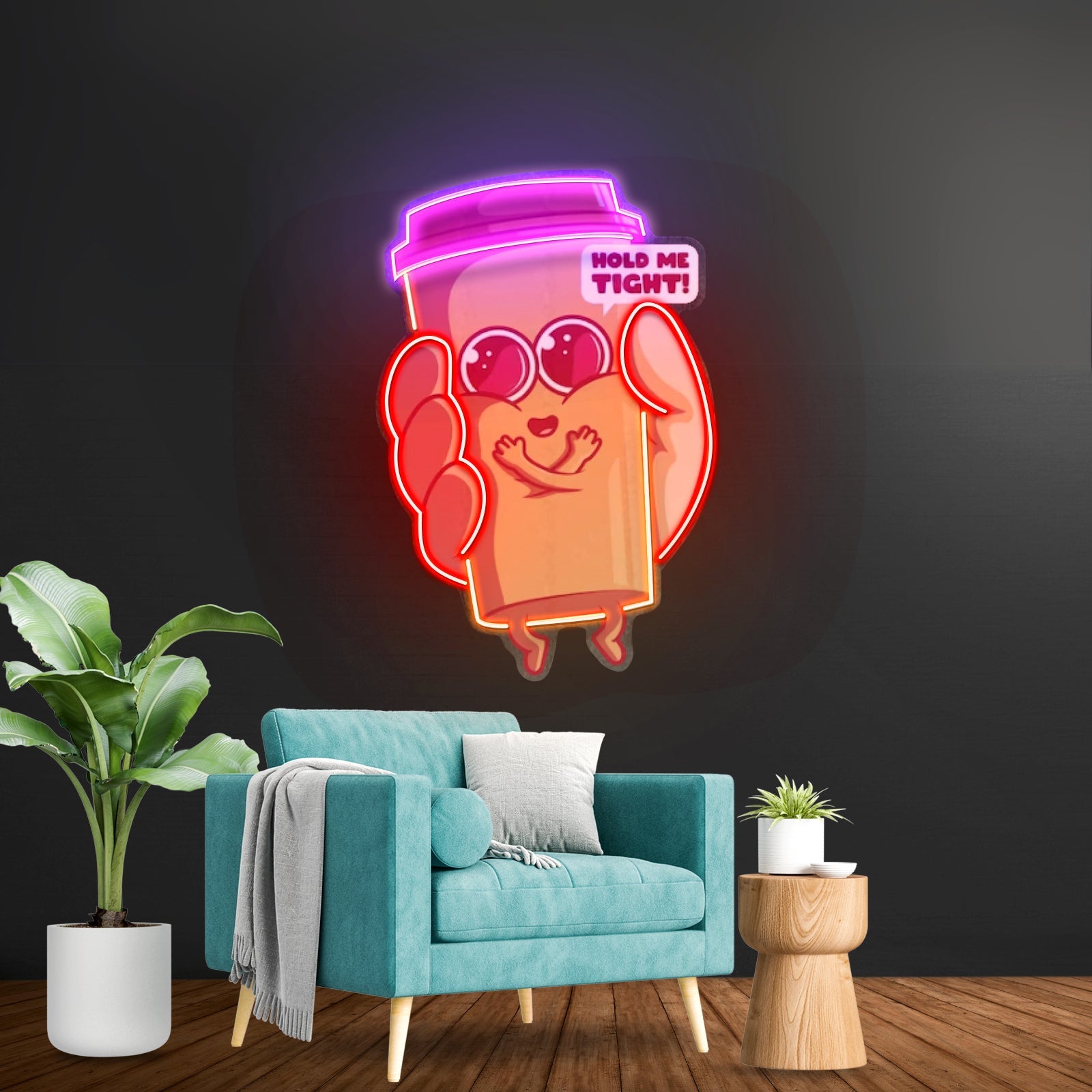 Hand Holding A Cute Coffee Cup Led Neon Sign Light Custom Led Signs - Shineneon