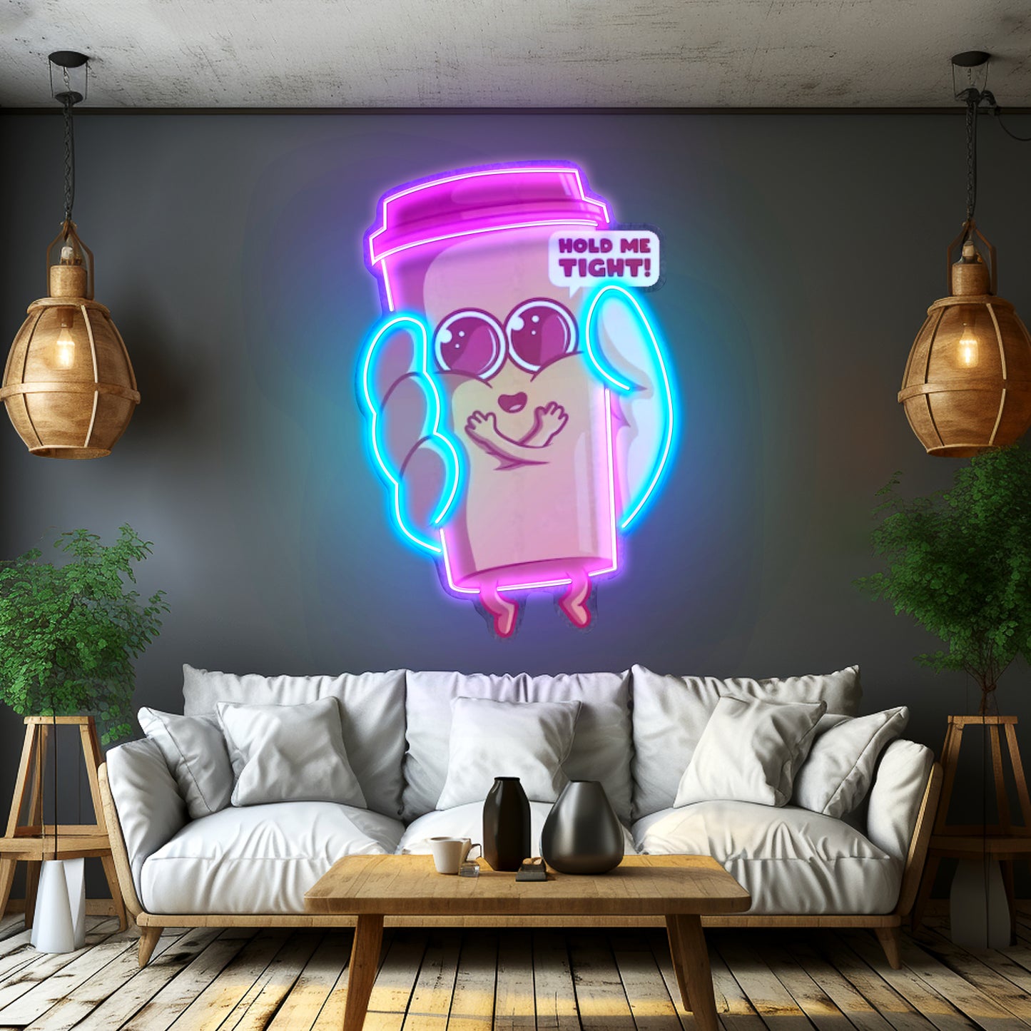 Hand Holding A Cute Coffee Cup Led Neon Sign Light Custom Led Signs