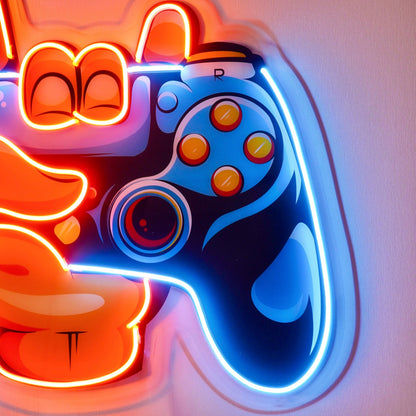 Hand-Holding Game Uv Printed Led Neon Sign For Gaming Room Decor | Shineneon