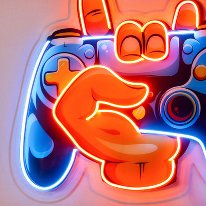 Hand-Holding Game Uv Printed Led Neon Sign For Gaming Room Decor | Shineneon