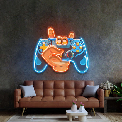 Hand-Holding Game Uv Printed Led Neon Sign For Gaming Room Decor | Shineneon